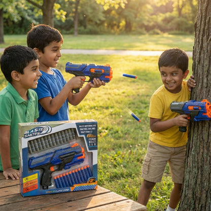 Double Launch Action Combo – Soft Bullet Blaster + Foam Plane Launcher for Kids